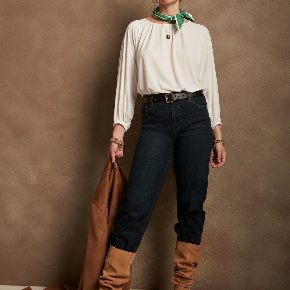 Banana Republic Gathered-Neck Crepe Top